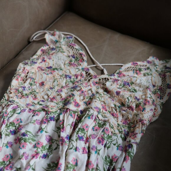 Free People One Adella Printed Mini Slip Petal Pink Combo Size Small NWOT - Picture 7 of 11